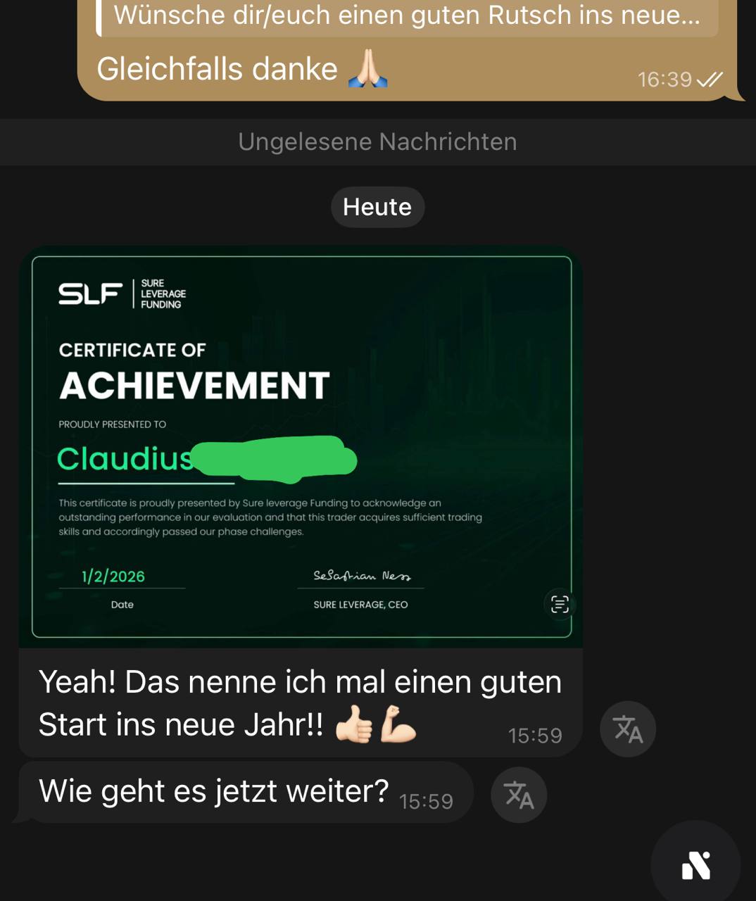 Certificate of Achievement